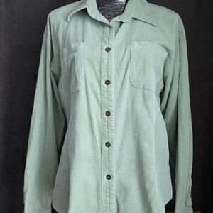 Women's Classic Green Corduroy Button Down Shirt